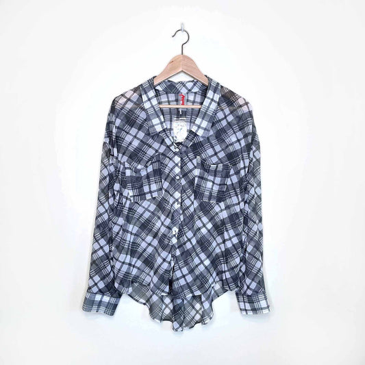 nwot free people plaid chiffon oversized button down - size large