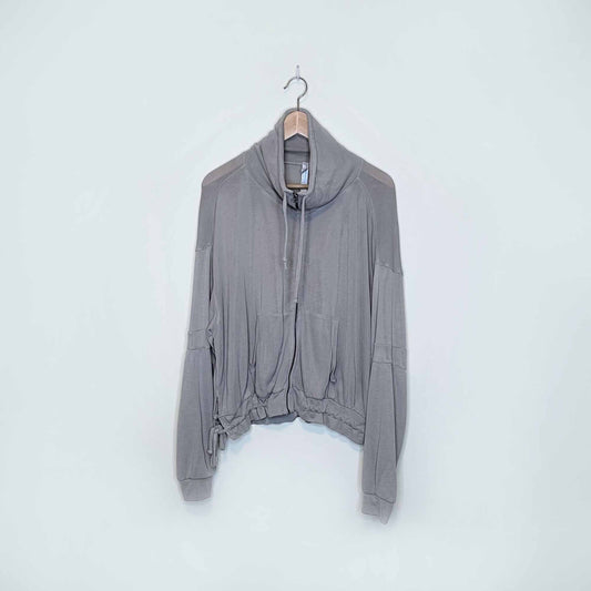 free people movement lightweight zip up sweatshirt with tie sides - size small