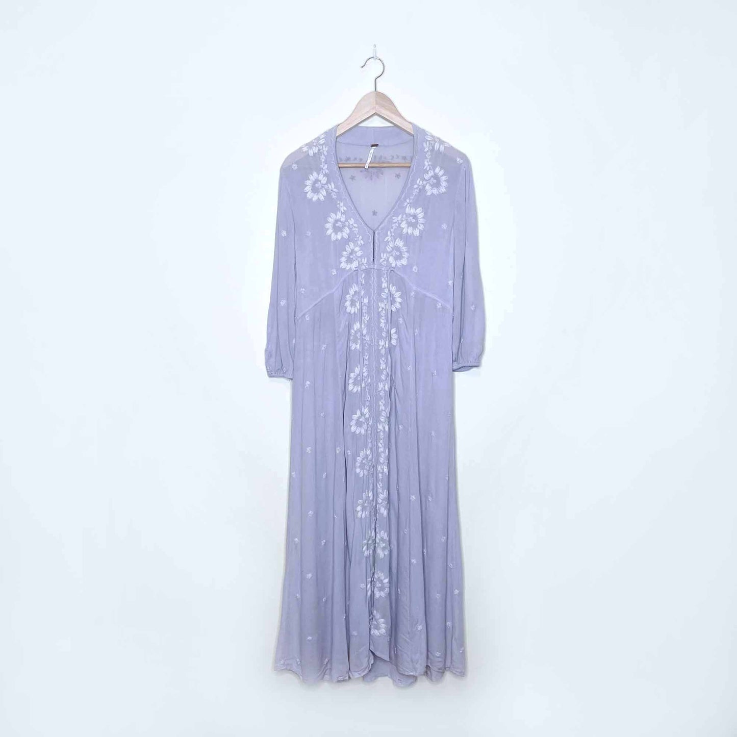 free people embroidered fable boho midi dress - size xs
