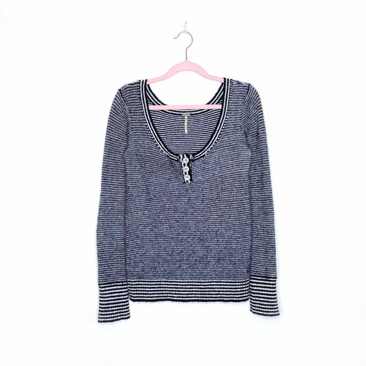 free people striped wool-blend sweater - size medium