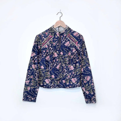 free people meadow floral quilted boho jacket - size small
