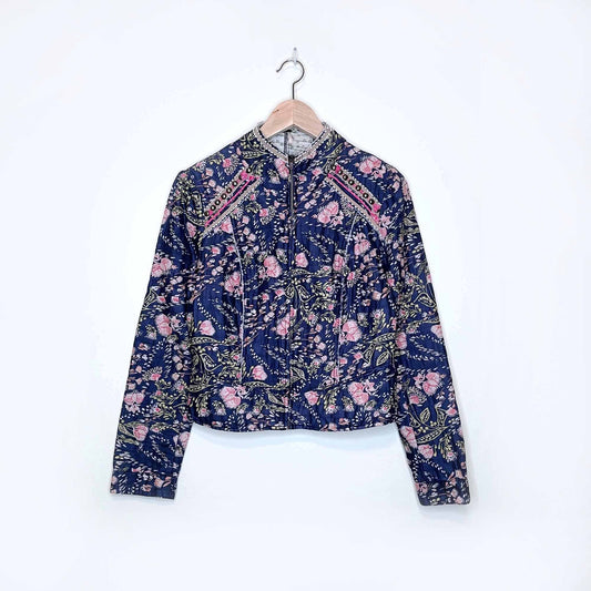 free people meadow floral quilted boho jacket - size small