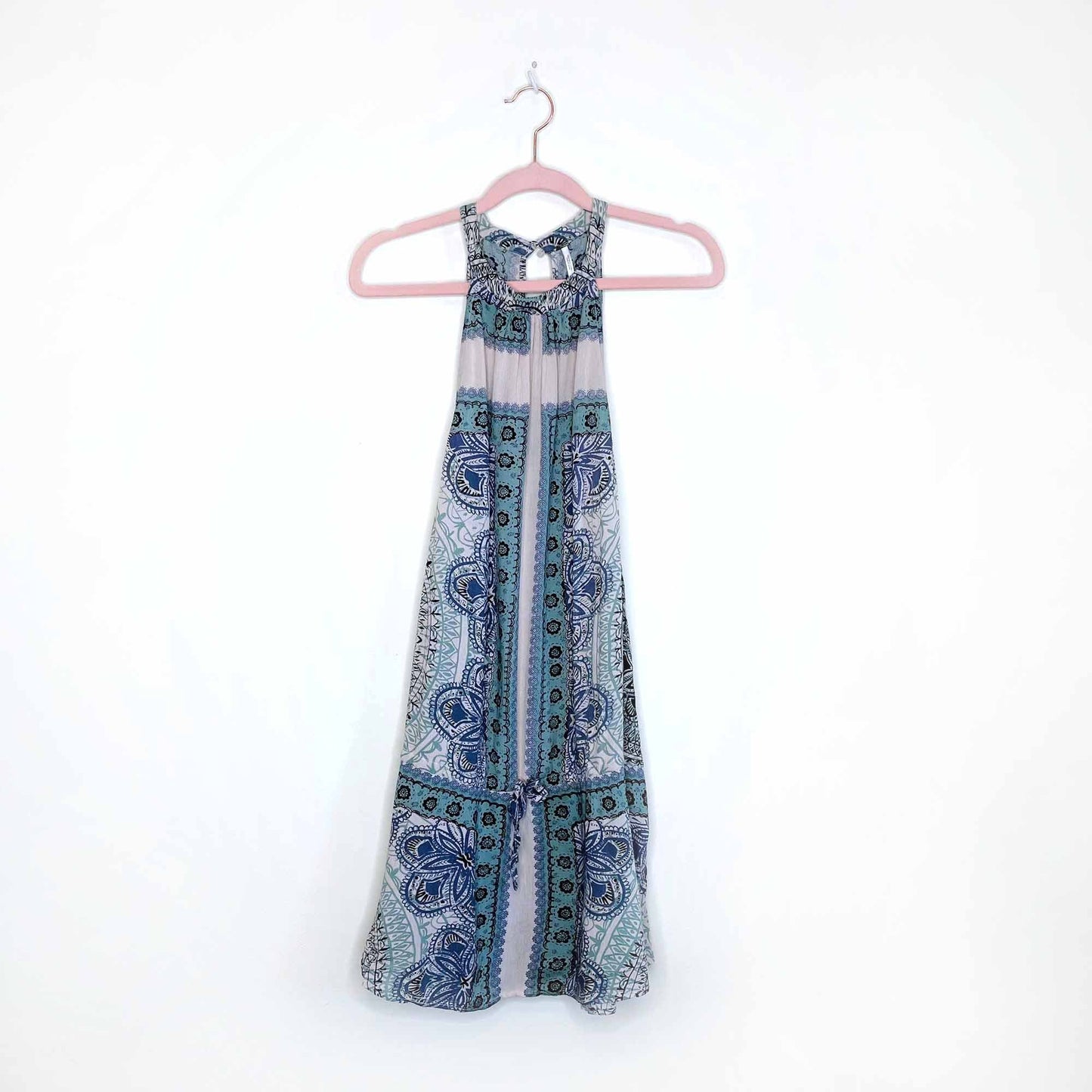 free people paisley halter drop waist tunic - size medium