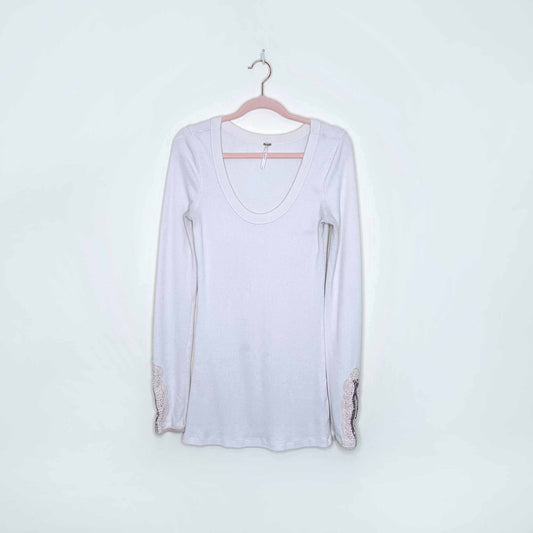 rare free people meadow fiesta waffle thermal henley - size large