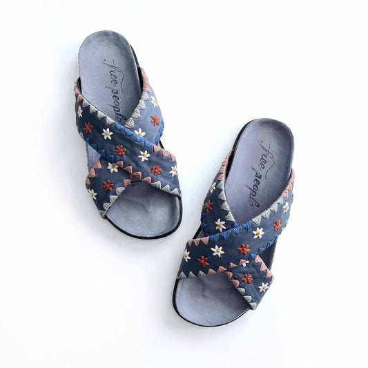 free people wildflowers slip-on flat cross band sandals - size 39