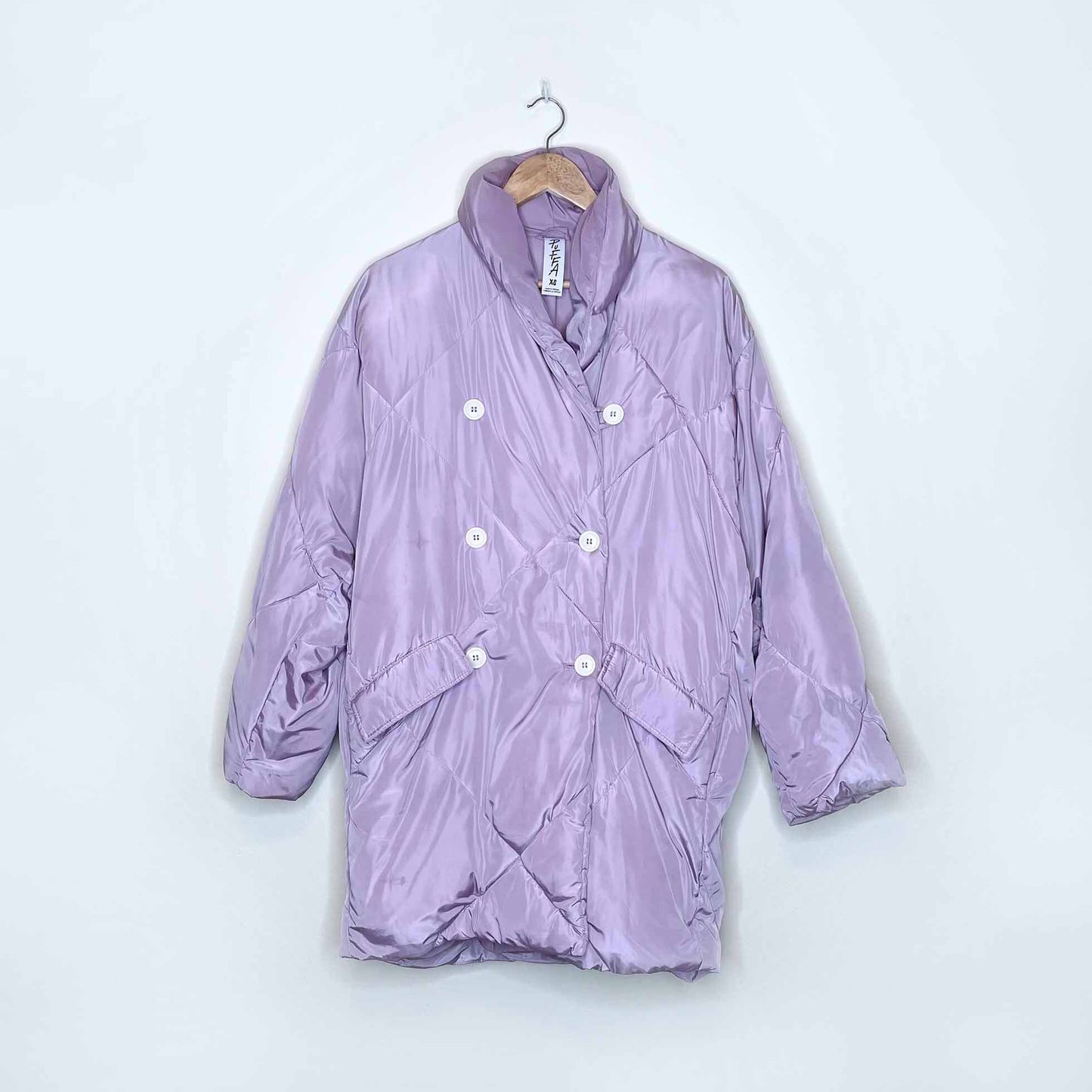 free people oversized ella puffa puffer jacket in lilac - size xs