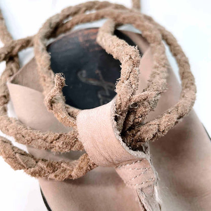 free people cherry valley leather tie wrap thong sandal - size 37