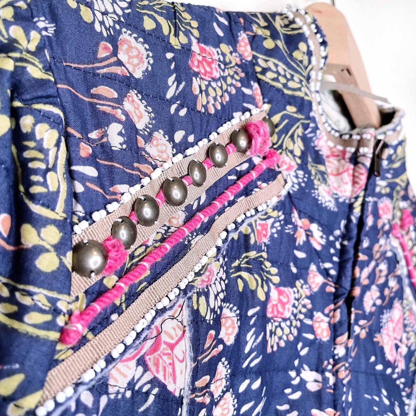 free people meadow floral quilted boho jacket - size small