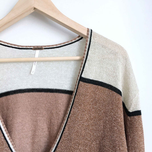 Free People Gold Dust Metallic Pullover - size Small