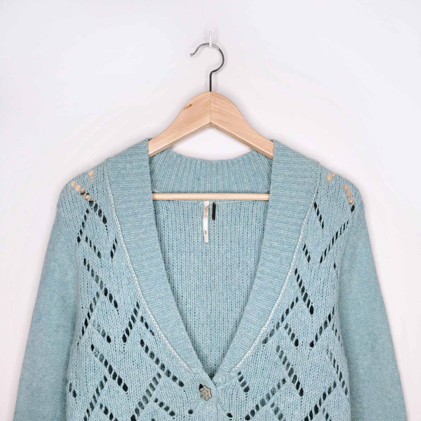 Free People eyelet ruffle wool cardigan - size Medium