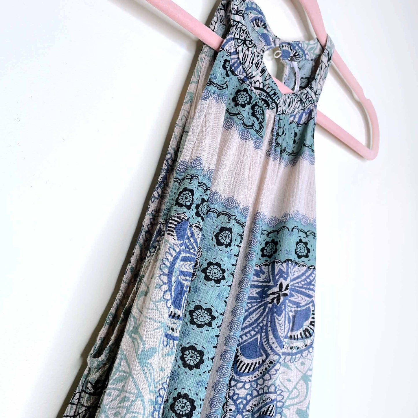 free people paisley halter drop waist tunic - size medium