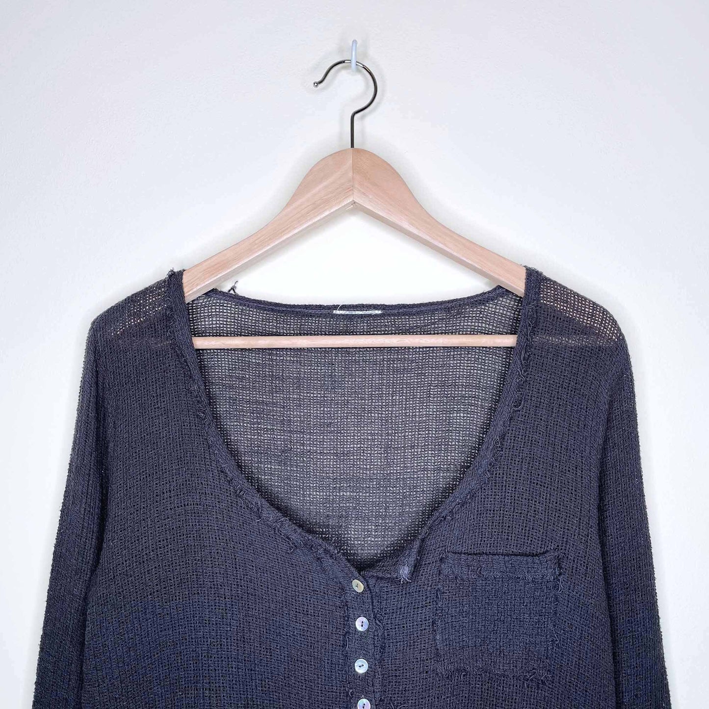 free people gauzy long sleeve tie waist top - size xs