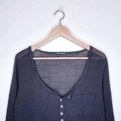 free people gauzy long sleeve tie waist top - size xs