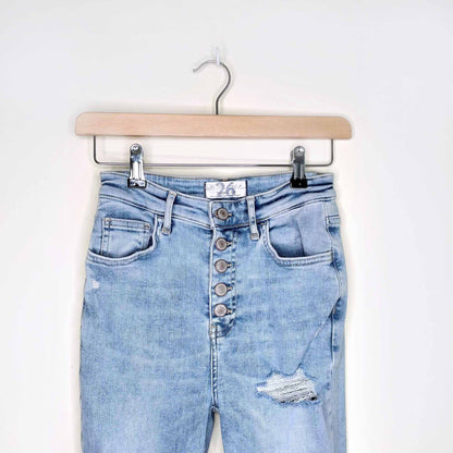 we the free people high rise button fly destroyed skinny jeans - size 26