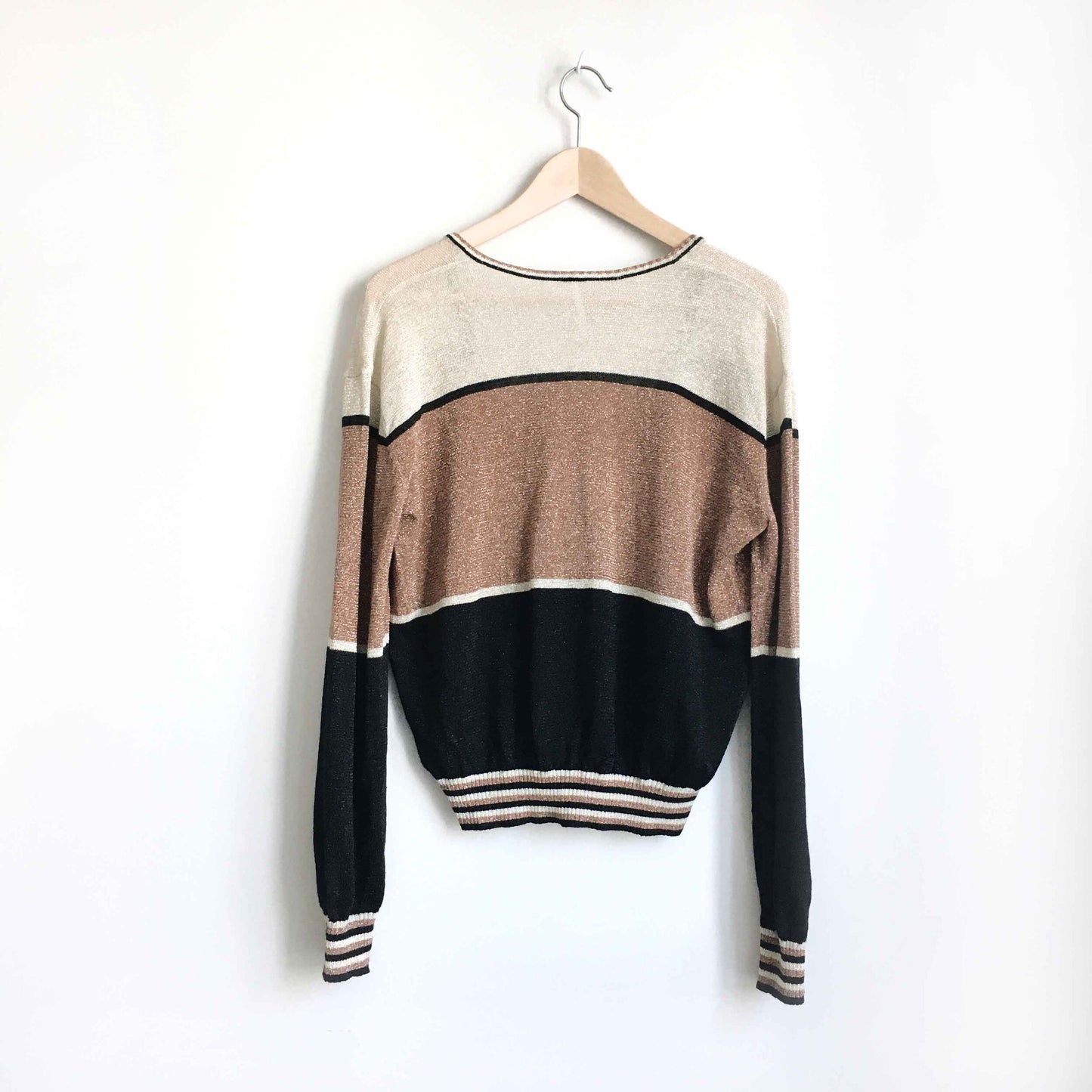 Free People Gold Dust Metallic Pullover - size Small