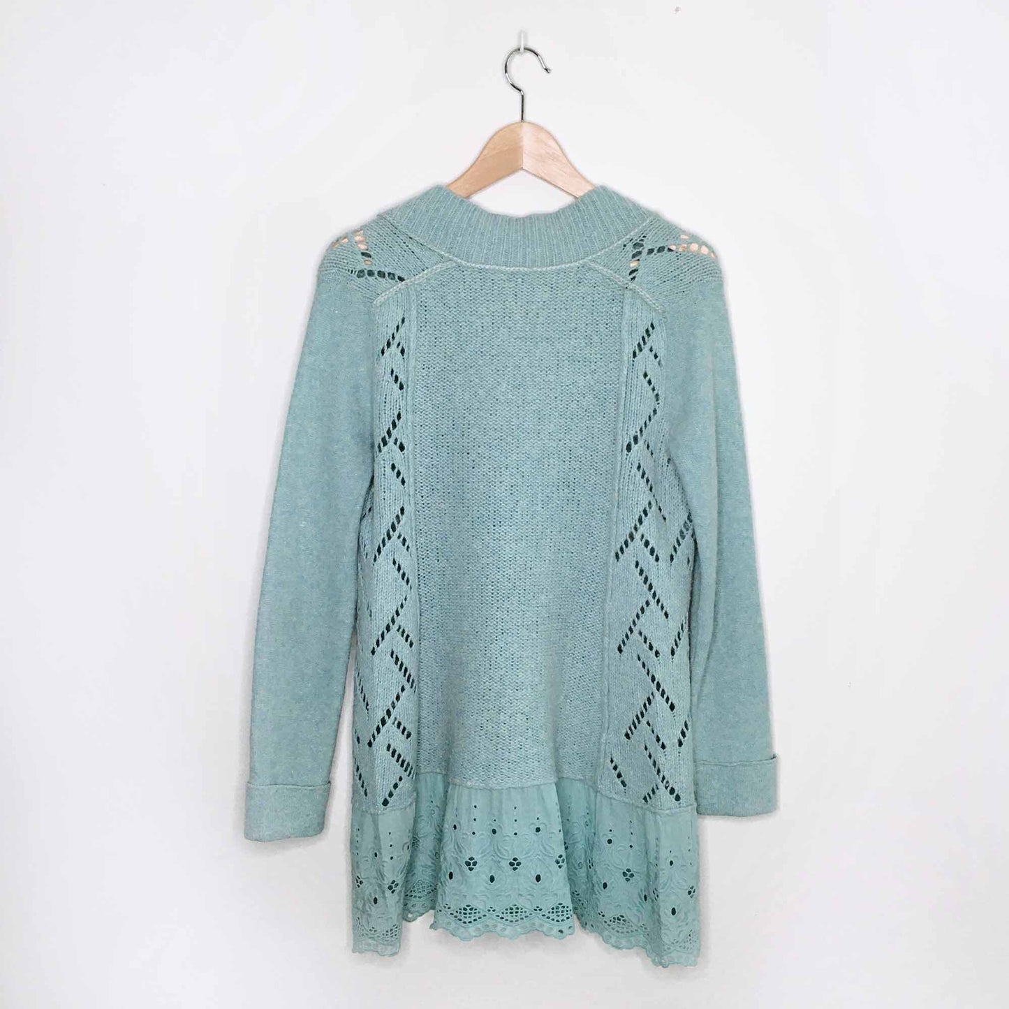 Free People eyelet ruffle wool cardigan - size Medium