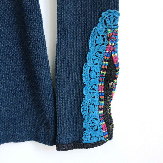 Free People thermal henley embroidered cuff - size xs