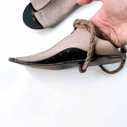 free people cherry valley leather tie wrap thong sandal - size 37