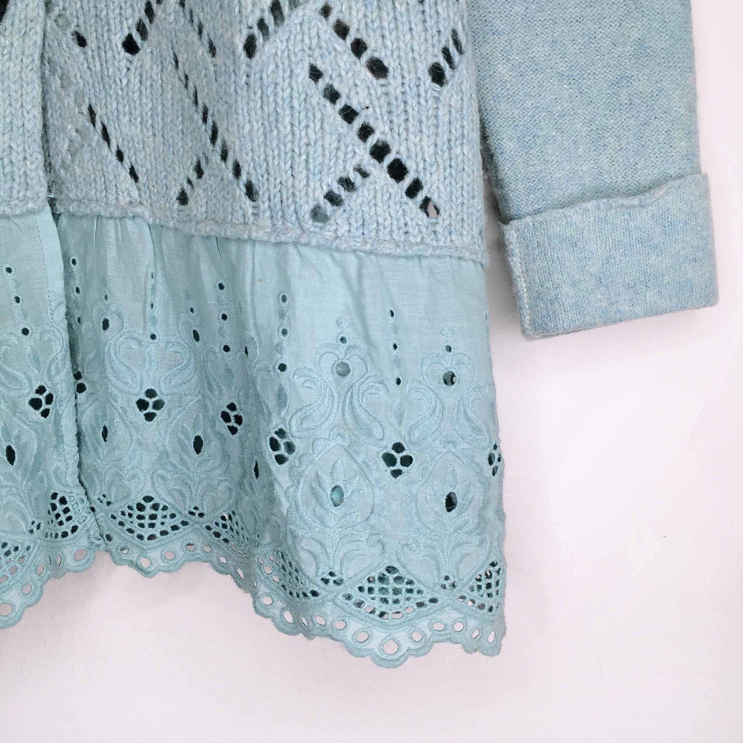 Free People eyelet ruffle wool cardigan - size Medium