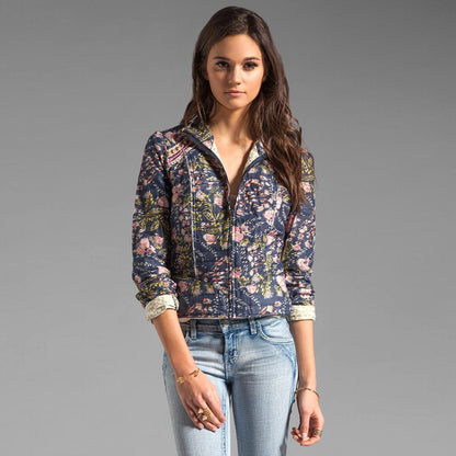 free people meadow floral quilted boho jacket - size small