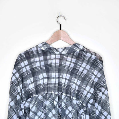 nwot free people plaid chiffon oversized button down - size large