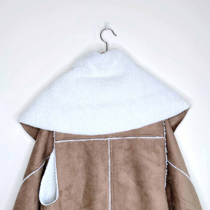 free people vegan suede sherpa waterfall vest - OS