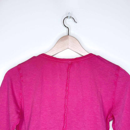 we the free lou legacy crochet henley long sleeve tee - size xs