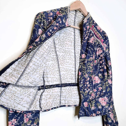 free people meadow floral quilted boho jacket - size small