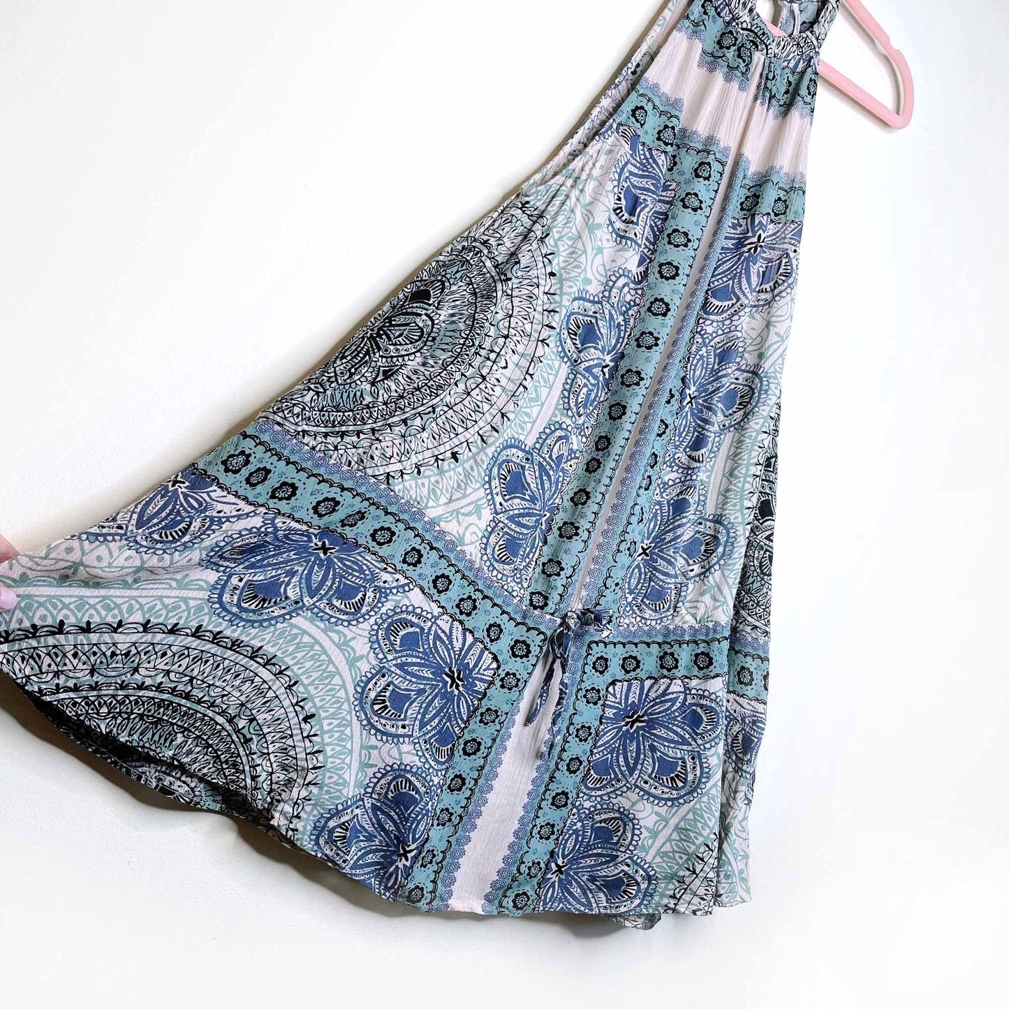 free people paisley halter drop waist tunic - size medium