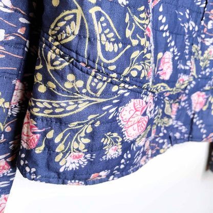 free people meadow floral quilted boho jacket - size small