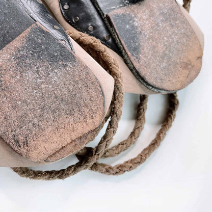 free people cherry valley leather tie wrap thong sandal - size 37