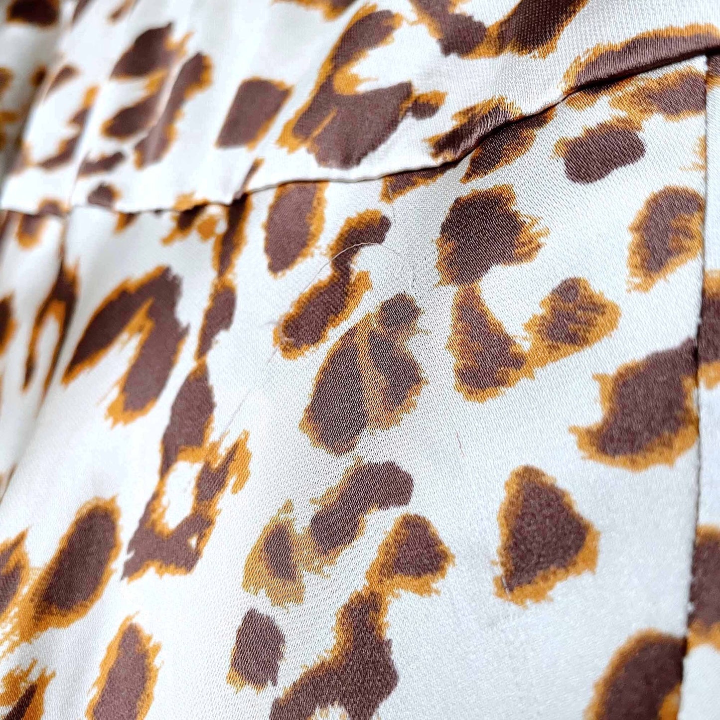 nwt free people normani camel combo leopard satin midi skirt - size 4