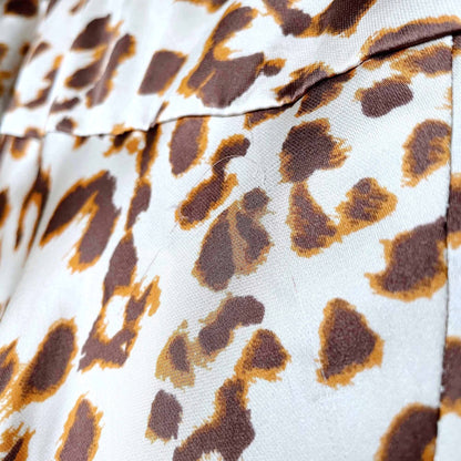 nwt free people normani camel combo leopard satin midi skirt - size 4