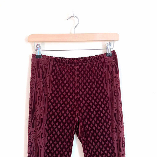 free people slim velvet burnout flare pants - size xs