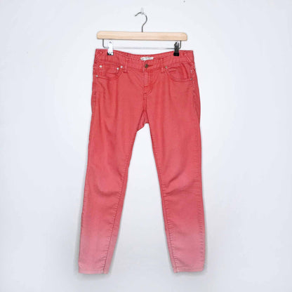 free people dip dye red ombre skinny jeans - size 26