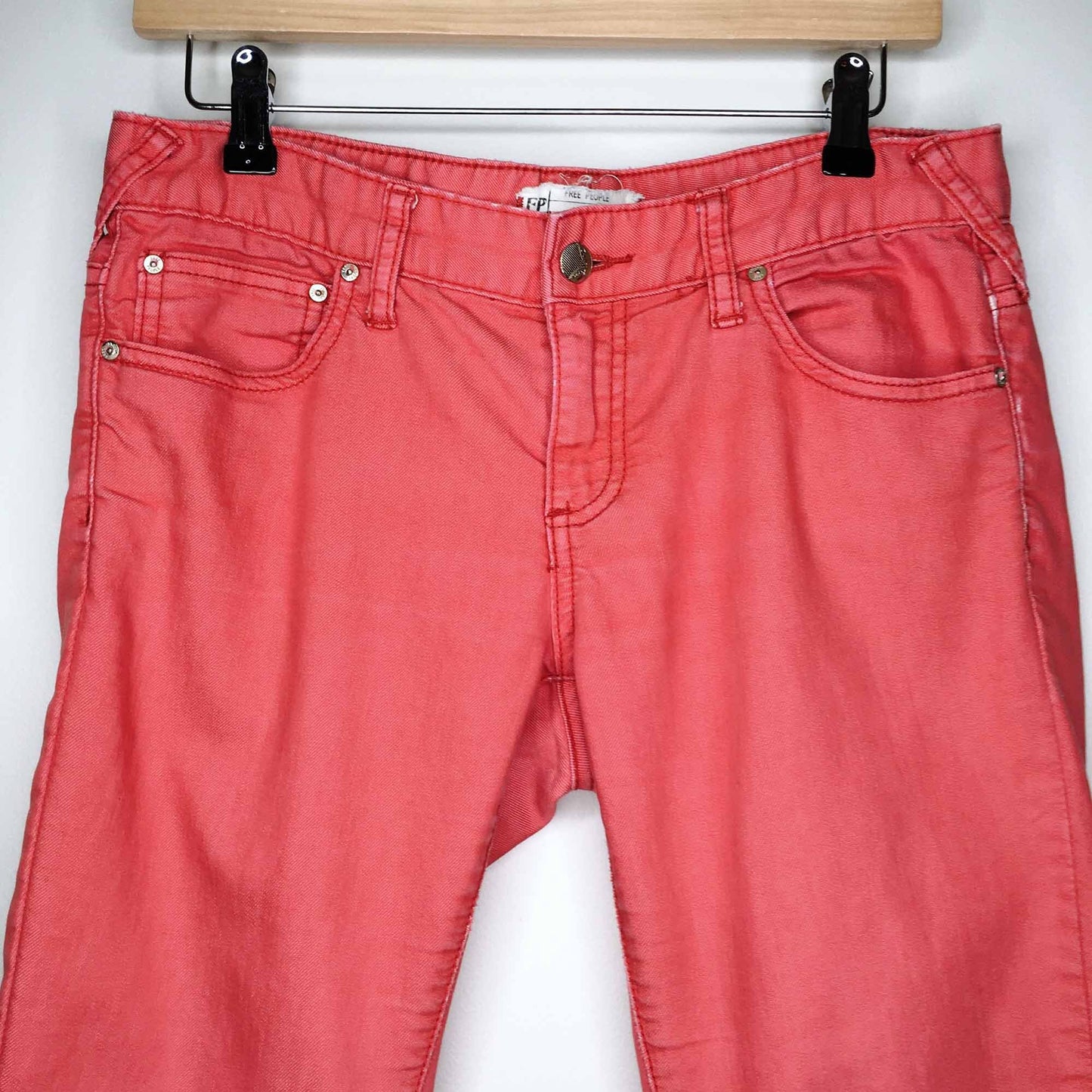 free people dip dye red ombre skinny jeans - size 26