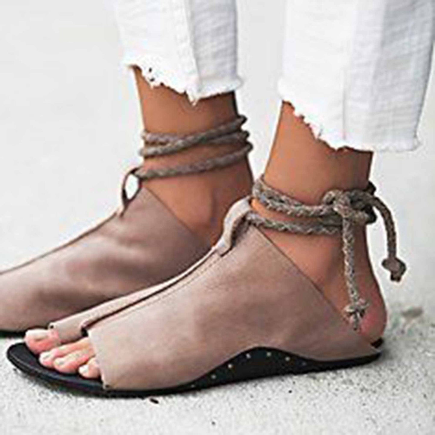 free people cherry valley leather tie wrap thong sandal - size 37