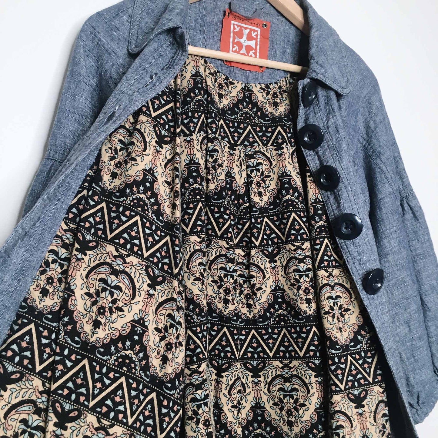 Free People chambray babydoll linen-blend jacket - size Small