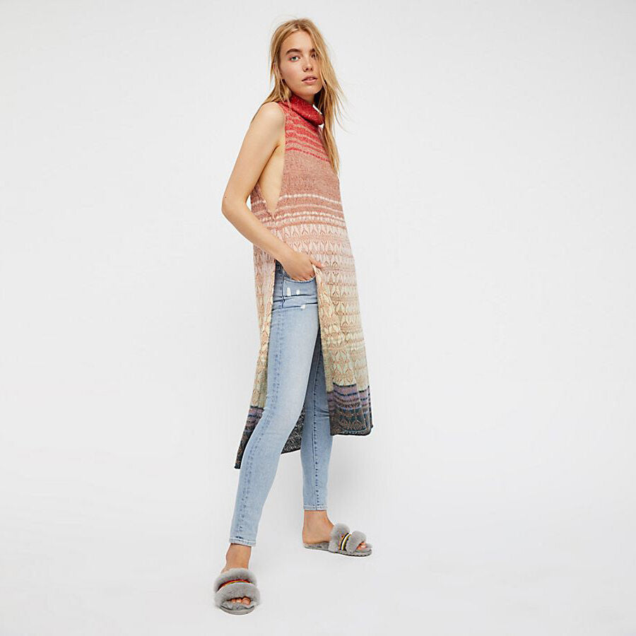 Free People Rose Gold Rainbow Tunic - size Medium