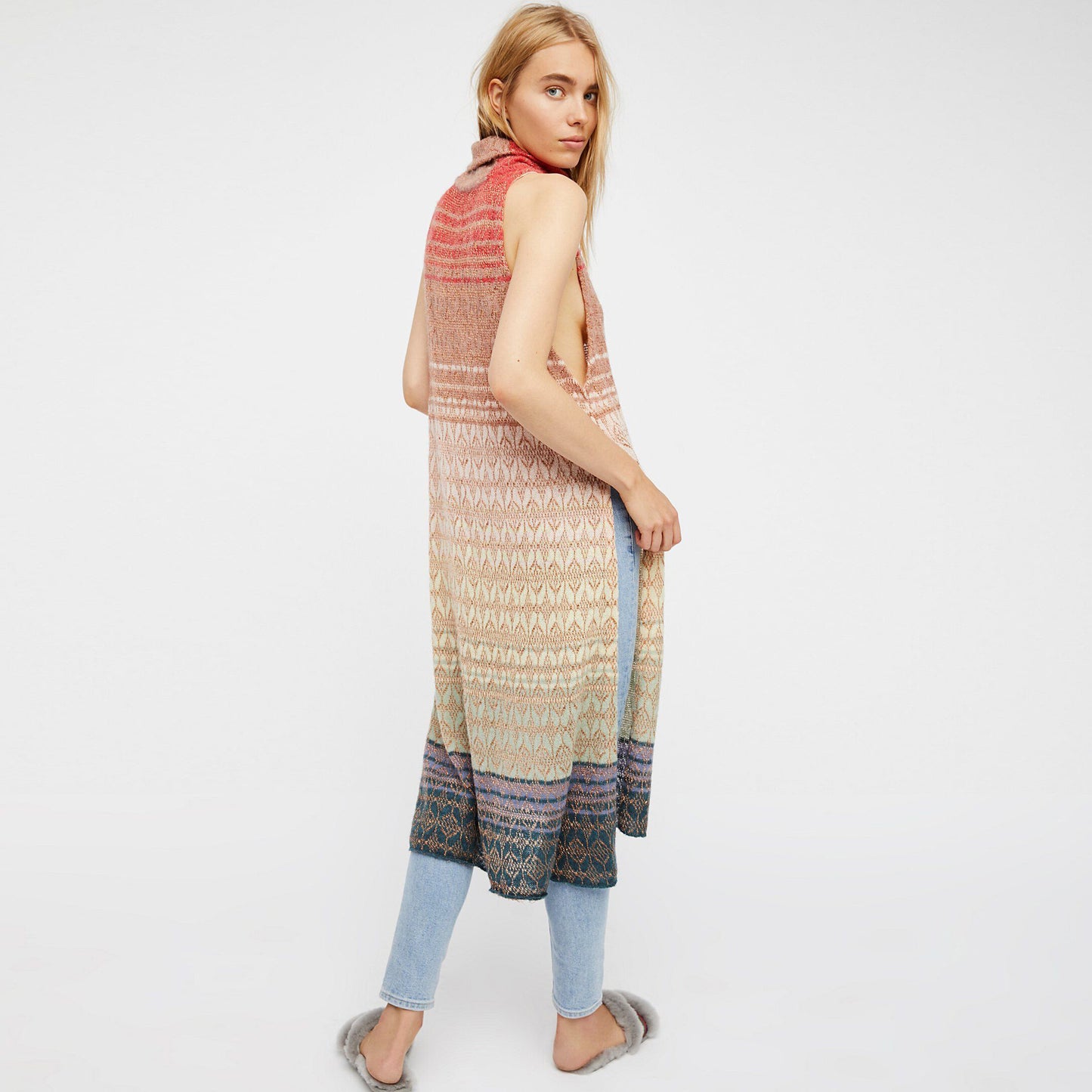Free People Rose Gold Rainbow Tunic - size Medium