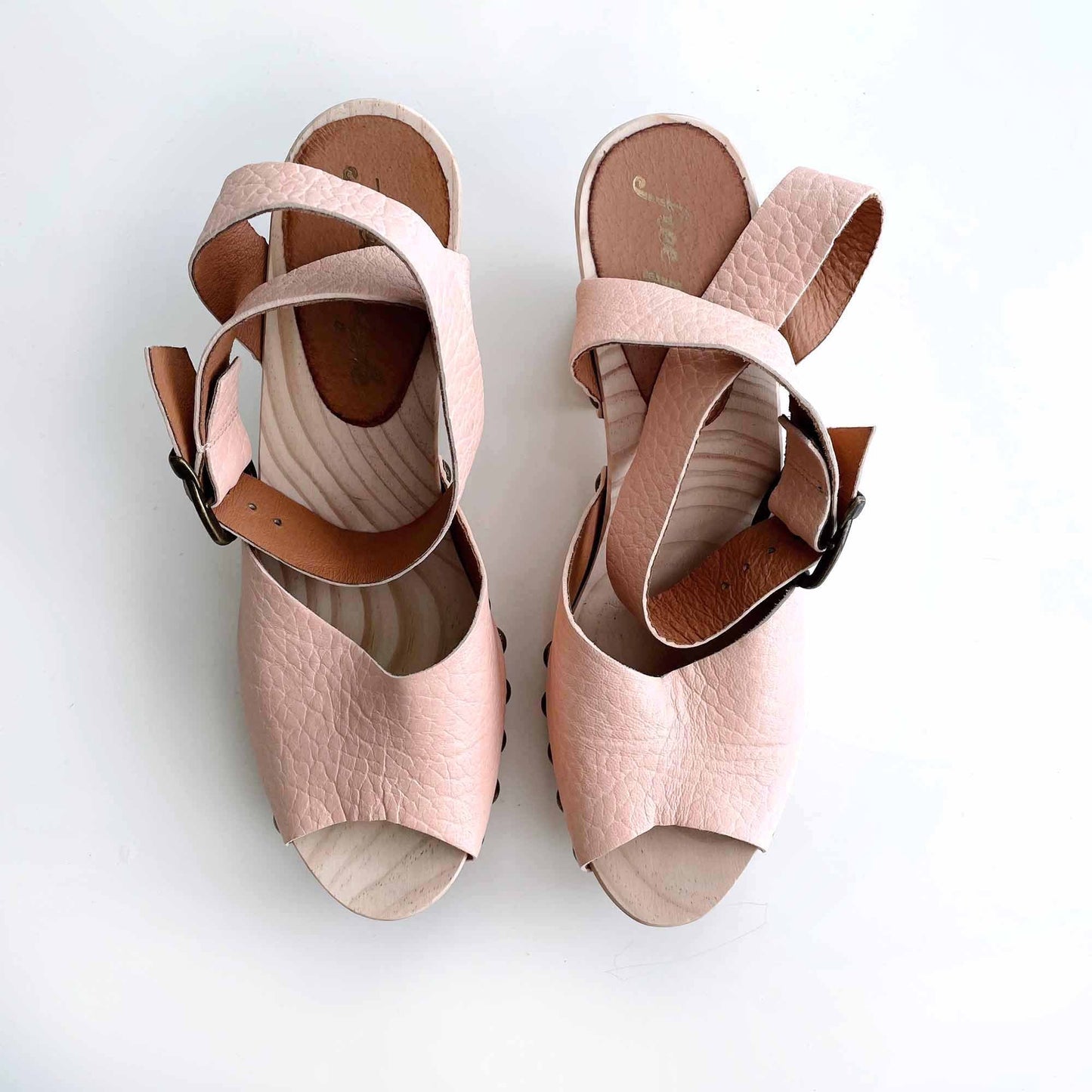 free people pasadena leather wood clog sandal - size 38