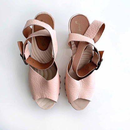 free people pasadena leather wood clog sandal - size 38