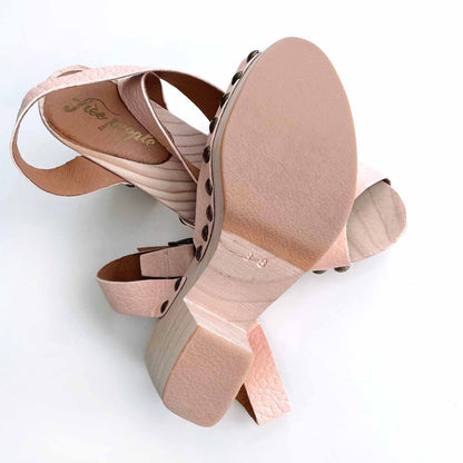 free people pasadena leather wood clog sandal - size 38