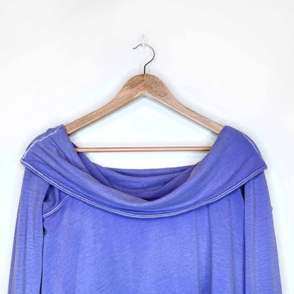 free people fold over off shoulder long sleeve top - size medium