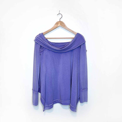 free people fold over off shoulder long sleeve top - size medium
