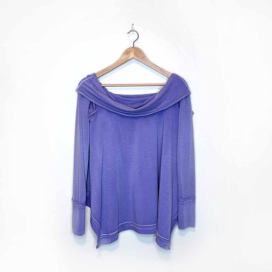 free people fold over off shoulder long sleeve top - size medium
