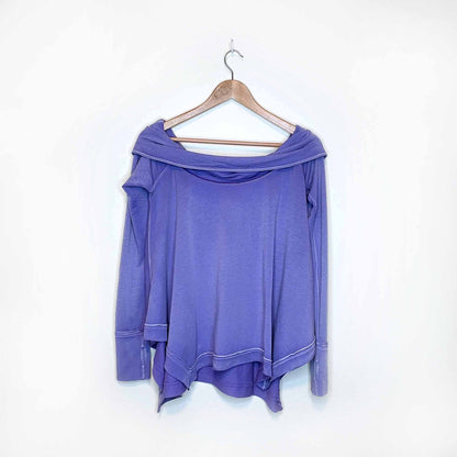 free people fold over off shoulder long sleeve top - size medium