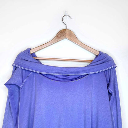 free people fold over off shoulder long sleeve top - size medium