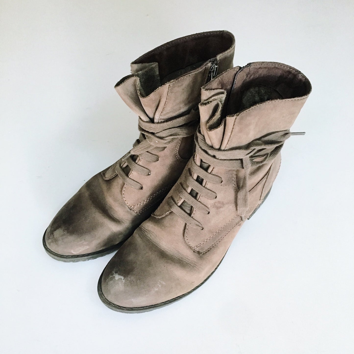 Fraiche Nubuck Leather Lace-up Boots - size 10