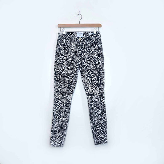 frame le high skinny black and white leopard printed jeans - size 27